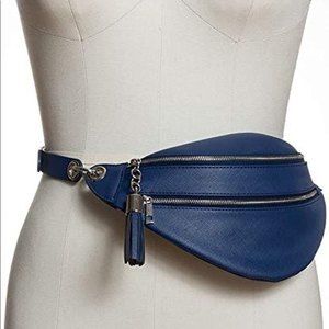INC International Concepts Saffiano Faux Leather Belt Bag Fanny Pack Blue
